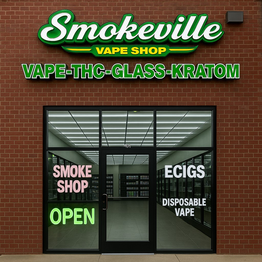 Sign for The Grind Coffee Co., testimonial from James L.